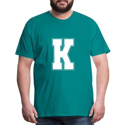 White Letter K – Varsity Alphabet Monogram - Men's Premium T-Shirt