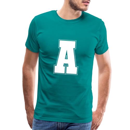 White Letter A – Varsity Alphabet Monogram - Men's Premium T-Shirt