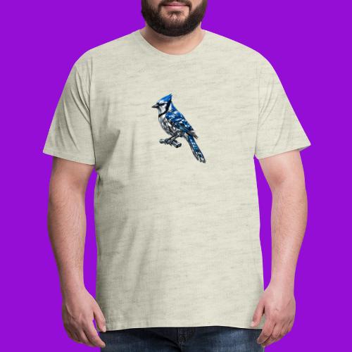 Silver Blue Jay on Perch + Flight Stages 2-print - Men's Premium T-Shirt
