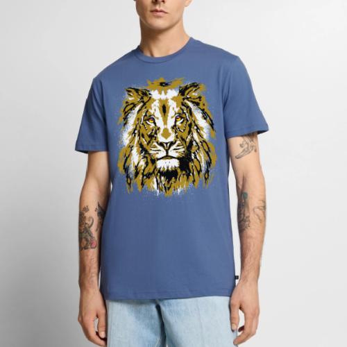 Grunge Lion Head Portrait Drawing - Vintage Lion - Men's Premium T-Shirt