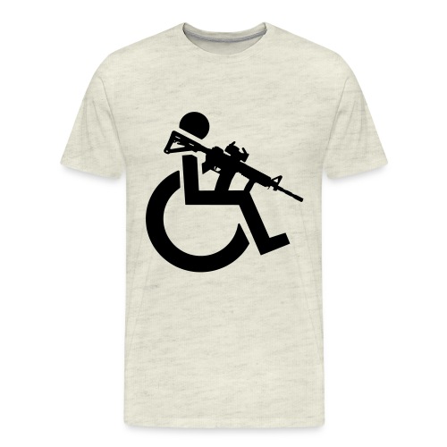 Image of a wheelchair user armed with rifle - Men's Premium T-Shirt