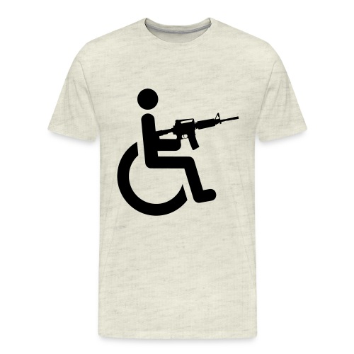 Wheelchair user armed with a automatic M16 rifle - Men's Premium T-Shirt