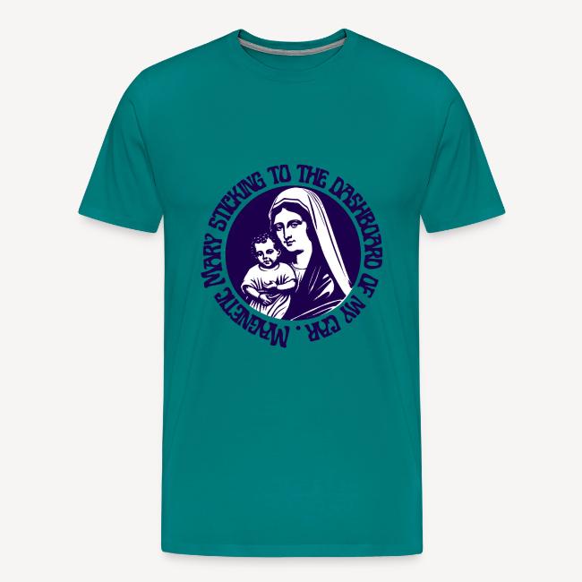 Magnetic Mary sticking to the dashboard of my car