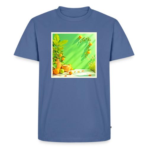 Vibrant Orange Green Still Life Design - Men's Premium T-Shirt