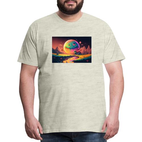 Spooky Smiling Moon Mountainscape - Psychedelia - Men's Premium T-Shirt