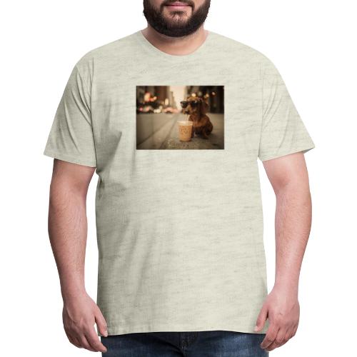 Funny Dachshund Iced Coffee Lover Tee - Men's Premium T-Shirt
