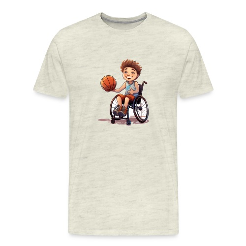 Cartoon boy in wheelchair playing basketball # - Men's Premium T-Shirt
