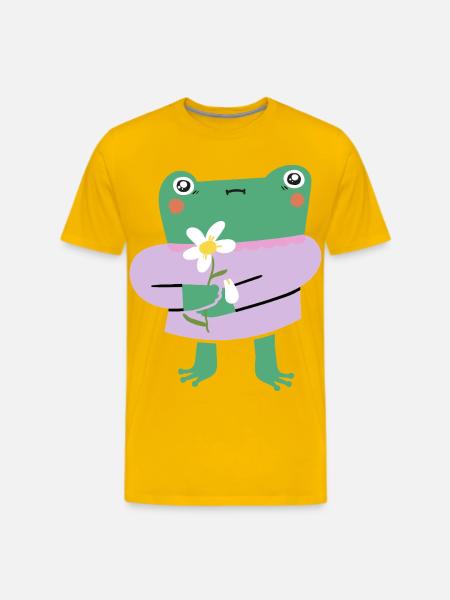 Shy Frog with Flower - Men's Premium T-Shirt - sun yellow