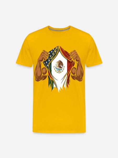 Mexican American Flag Mexican Roots - Men's Premium T-Shirt - sun yellow