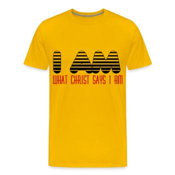 I Am What Christ Says I Am - Men's Premium T-Shirt - sun yellow - Front - Liam (192cm)