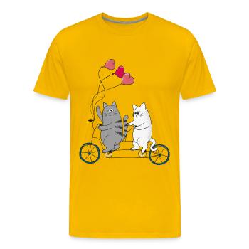 Cats on a bicycle - Men's Premium T-Shirt - sun yellow - Front - Liam (192cm)