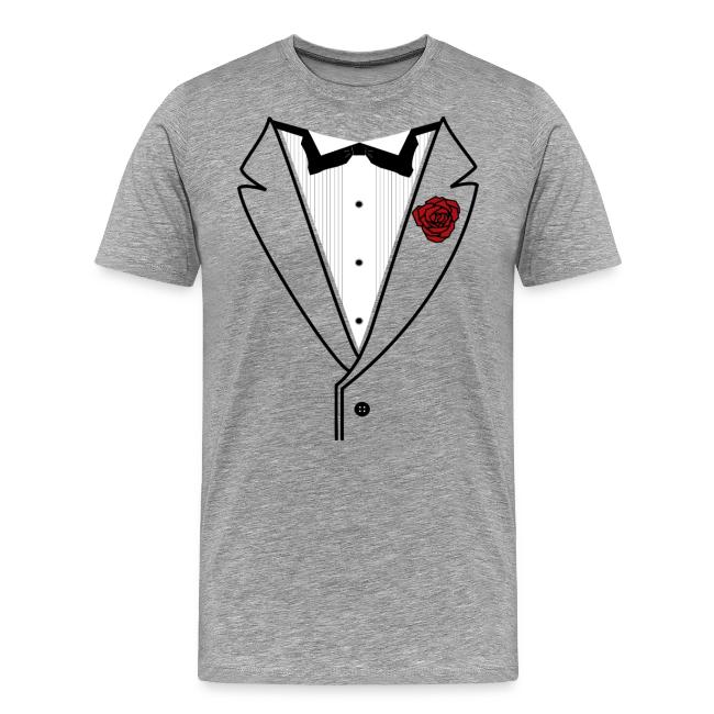 Black Lined Tuxedo Shirt with Black Tie
