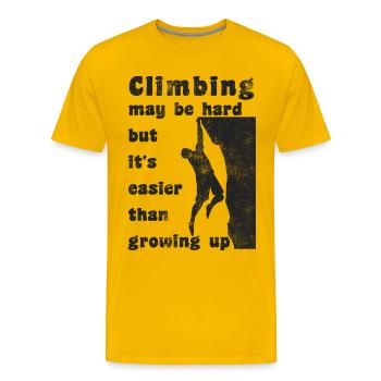Rock Climbing Is Hard - Men's Premium T-Shirt - sun yellow - Front - Liam (192cm)