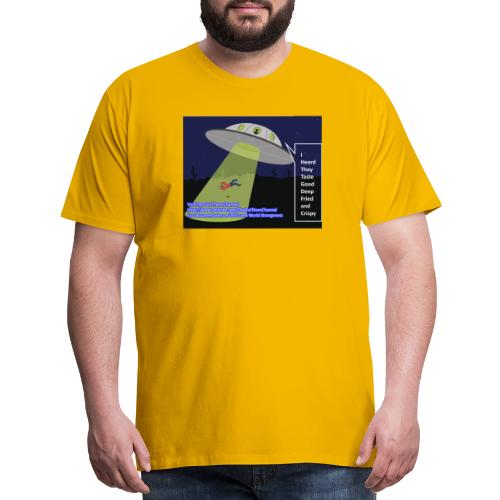Tshirt alien abduction Joke with Crew Back Logo - Men's Premium T-Shirt