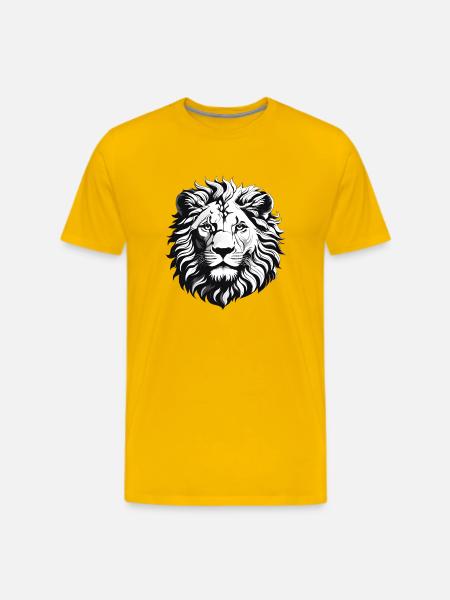 Black and white Lion - Men's Premium T-Shirt - sun yellow