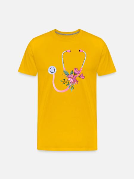 Floral Stethoscope - Men's Premium T-Shirt - sun yellow