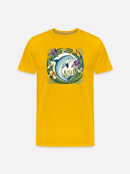 Dolphin in Iris Circle - Men's Premium T-Shirt - sun yellow