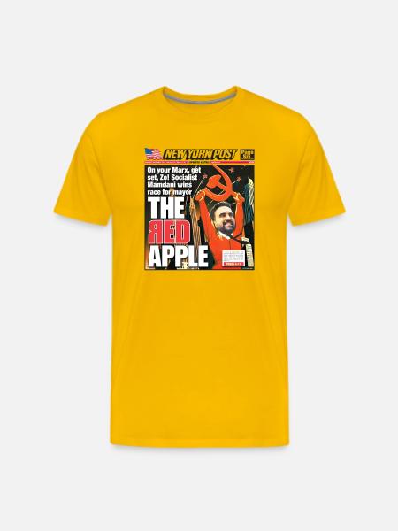 The Red Apple New York Post Zohran Mamdani  - Men's Premium T-Shirt - sun yellow