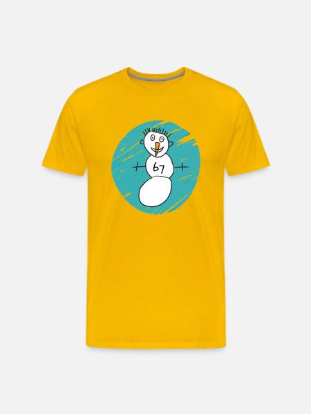 Whimsical Snowman on Cyan Swirl - Men's Premium T-Shirt - sun yellow