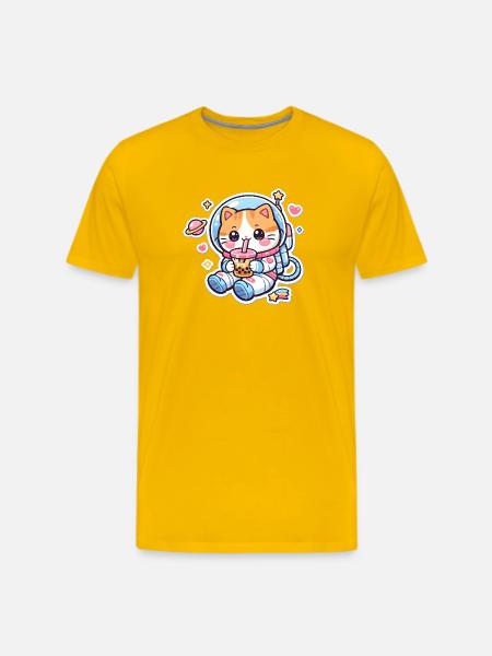 Cosmic Kitty Bubble Tea - Men's Premium T-Shirt - sun yellow
