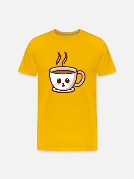 Coffee Cup Cat Face - Men's Premium T-Shirt - sun yellow