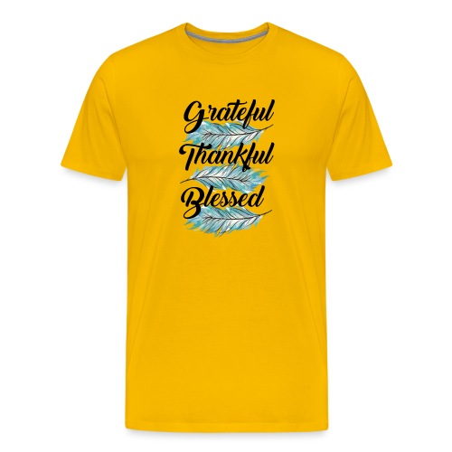 feather blue grateful thankful blessed - Men's Premium T-Shirt