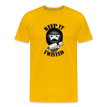 keep it twisted - Men's Premium T-Shirt - sun yellow - Front - Liam (192cm)
