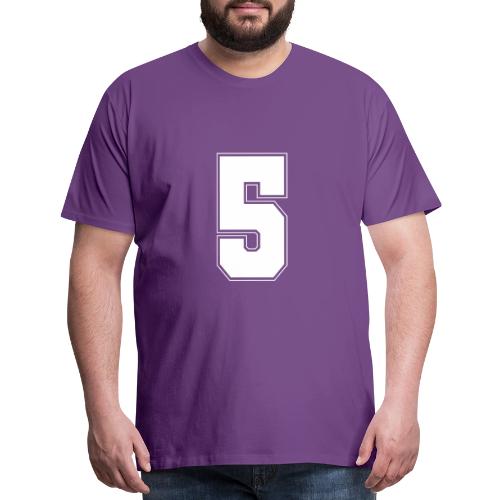 White Number 5 – Varsity Font - Men's Premium T-Shirt