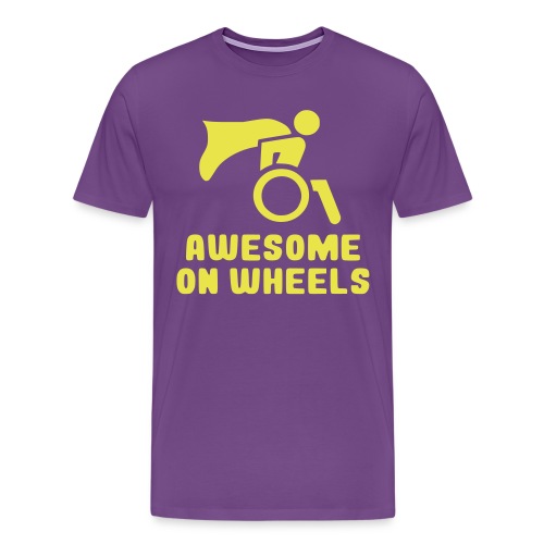 Awsome on wheels, wheelchair humor, roller fun - Men's Premium T-Shirt