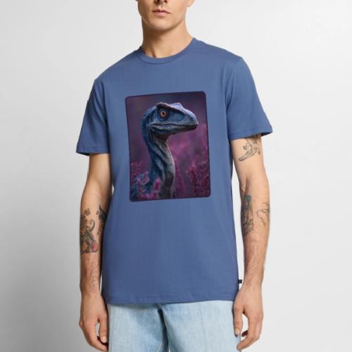 Blue Velociraptor Portrait Design - Men's Premium T-Shirt
