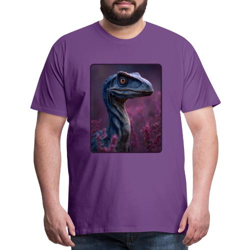 Blue Velociraptor Portrait Design - Men's Premium T-Shirt