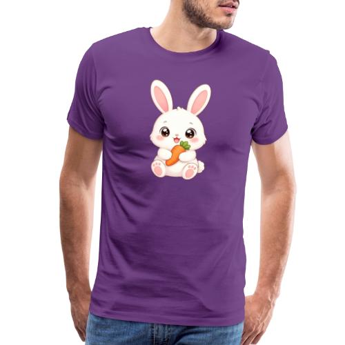 Cute Bunny Rabbit Holding Carrot – Kawaii Easter - Men's Premium T-Shirt