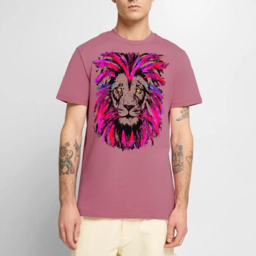 Purple Lion Head - Pink Lion Face Drawing - Men's Premium T-Shirt