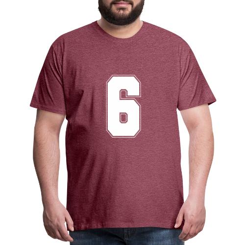 White Number 6 – Varsity Font - Men's Premium T-Shirt