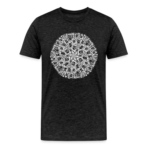Mandala Circle of Skulls - White Ink - Men's Premium T-Shirt