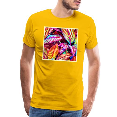 Striped Neon Leaves Design - Men's Premium T-Shirt