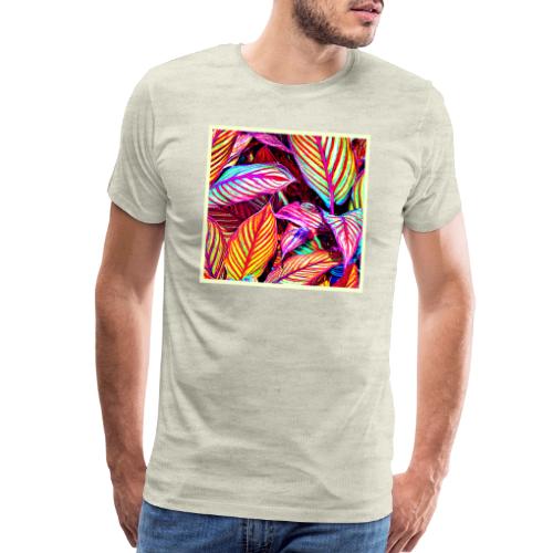 Striped Neon Leaves Design - Men's Premium T-Shirt