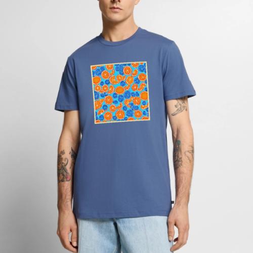 Orange Fruit on Blue: Vibrant Contrast - Men's Premium T-Shirt