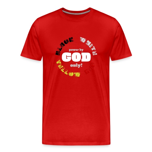 Power by GOD (Black, White, Yellow, Red) - Men's Premium T-Shirt