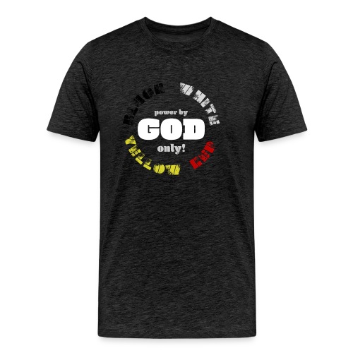 Power by GOD (Black, White, Yellow, Red) - Men's Premium T-Shirt