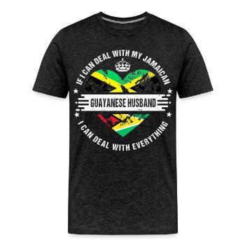 Jamaica Flag Guyana Grown Funny Husband Country - Men's Premium T-Shirt - charcoal grey - Front - Liam (192cm)