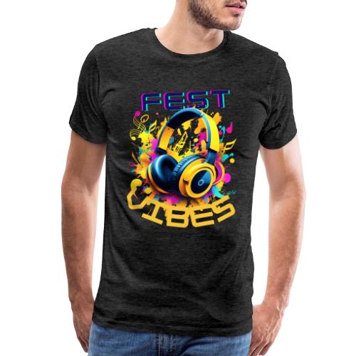 Festival Vibes! Yellow Headphones - Music Lover - Men's Premium T-Shirt
