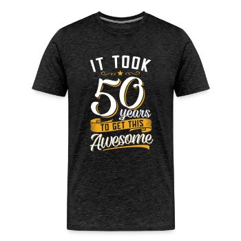 Awesome 50th birthday tshirt and gift - Men's Premium T-Shirt - charcoal grey - Front - Liam (192cm)
