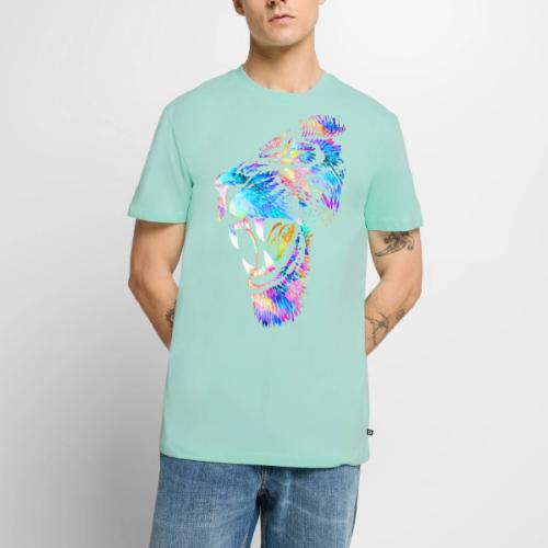 Colorful Lion Head Portrait Drawing - Roaring Lion - Men's Premium T-Shirt