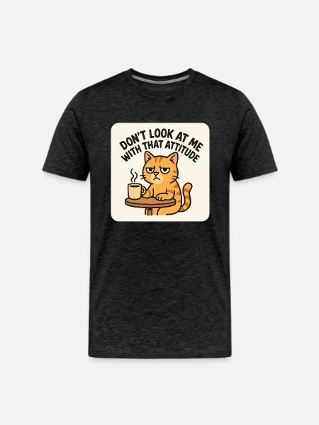 Unimpressed cat - Men's Premium T-Shirt - charcoal grey