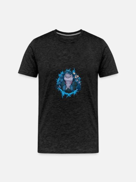 Whale Mutant With Halftone Background - Men's Premium T-Shirt - charcoal grey