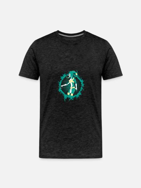 Alien With Halftone Background - Men's Premium T-Shirt - charcoal grey