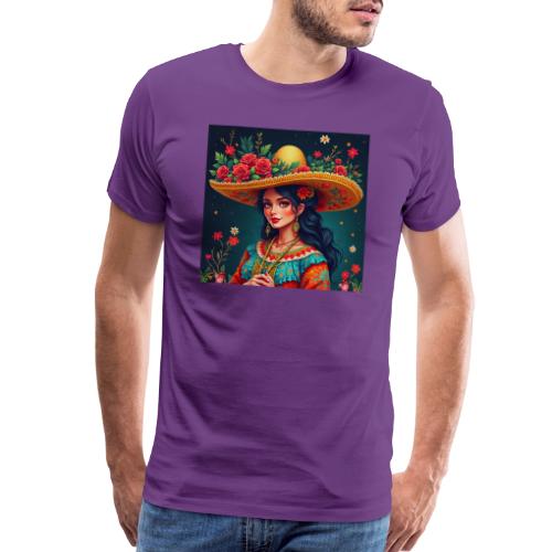 Mexican Design, Regional Mexican Charro Woman - Men's Premium T-Shirt