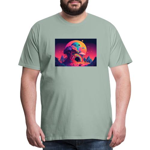 Sleepy Moon Over Forest Rainbow Portal - Men's Premium T-Shirt