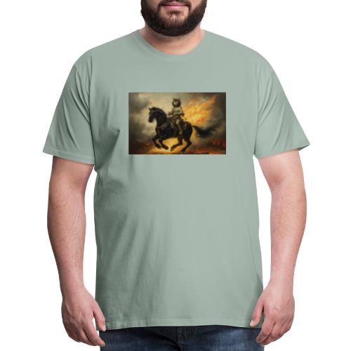 Mr Whiskers the Battle Cat Rides a War Horse - Men's Premium T-Shirt